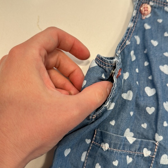 Hatley baby heart cluster denim dress blue white hearts size 18-24 months 💙🤍🩷 - Picture 5 of 9